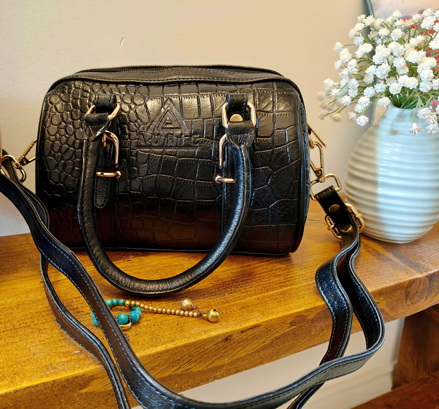 Auric Elite mini shoulder bag Black - NDM Leather