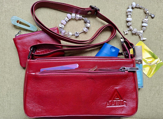 Auric Ems shoulderbag Red - NDM Leather