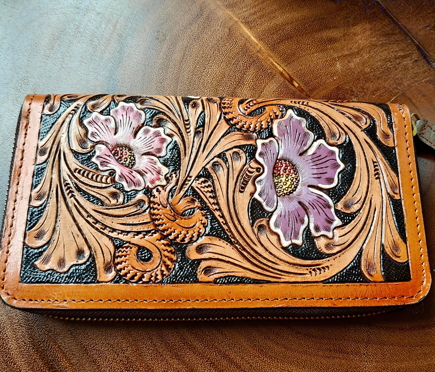 Auric Minaudière Hand-Carved Leather Artisan Clutch