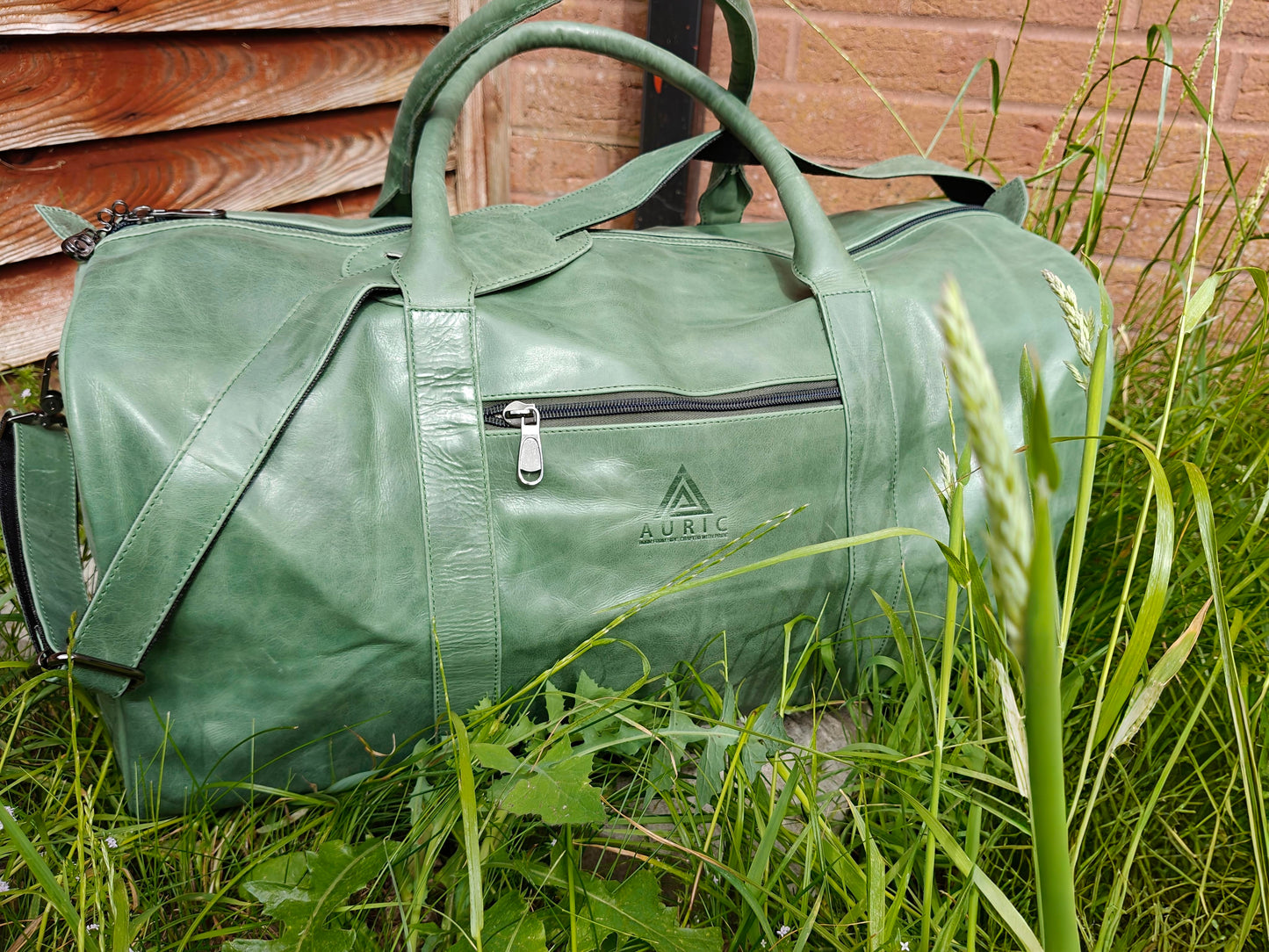 The Auric Nomad Duffle – Soft Green Crunch Leather