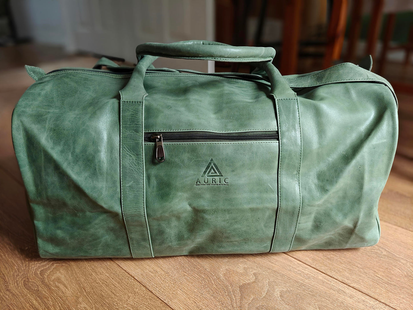 The Auric Nomad Duffle – Soft Green Crunch Leather