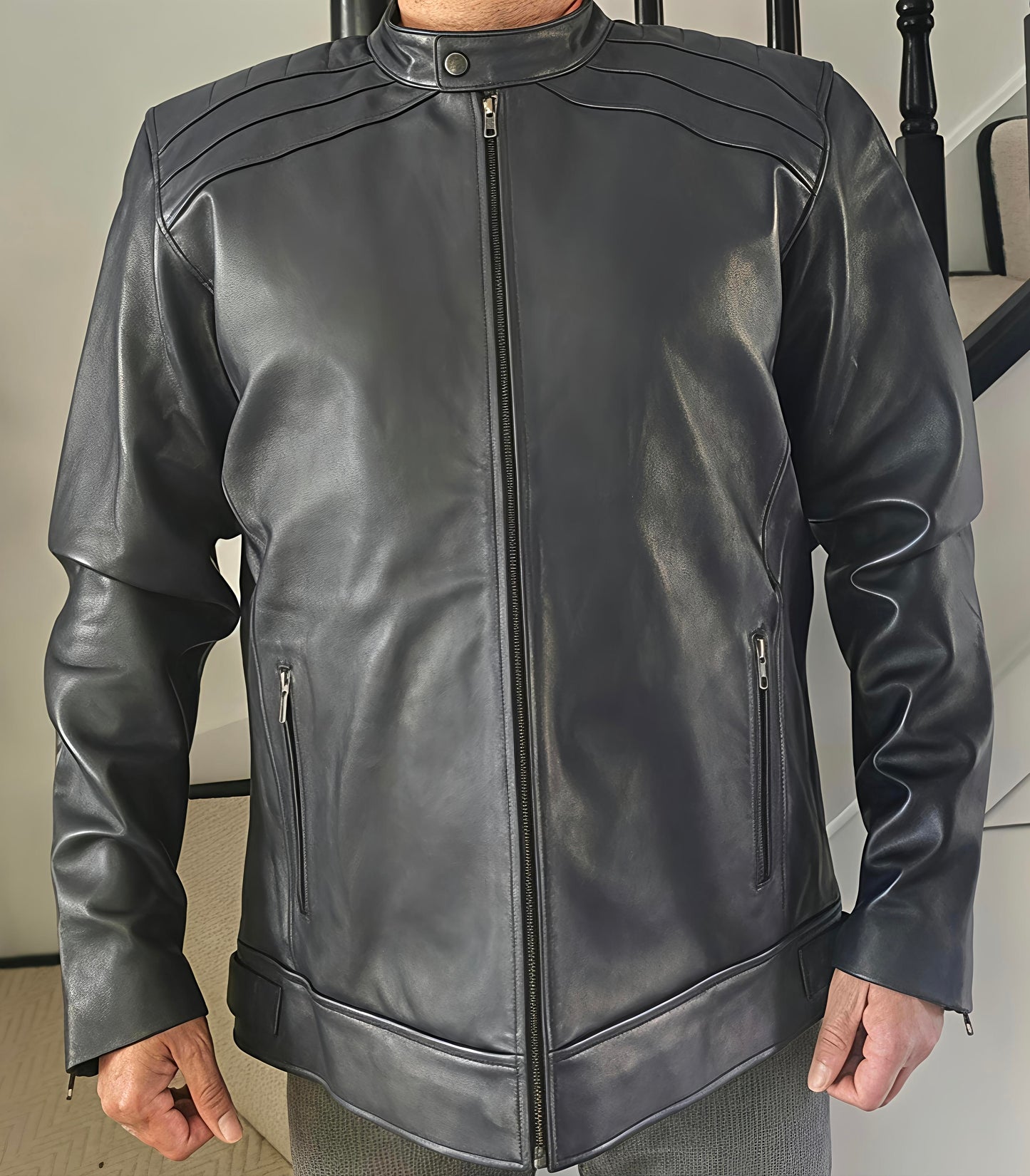 The Auric Midnight Azure Premium Super soft Leather Jacket | Artisanal Outerwear